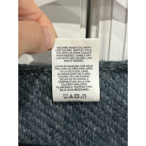 Woolrich Womens Striped Blue Gray Poncho Wrap With Fringe - Picture 8 of 8